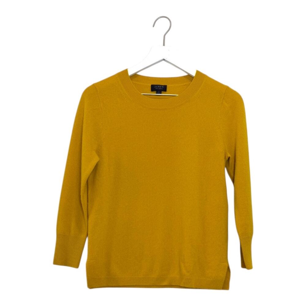J.Crew 100% Cashmere Crewneck Sweater Mustard Yellow Size S